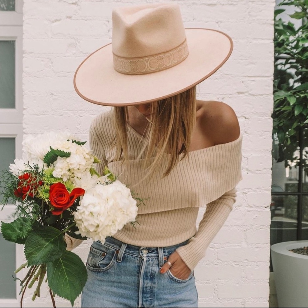 Lack of Color Ivory wide brim Fedora - M